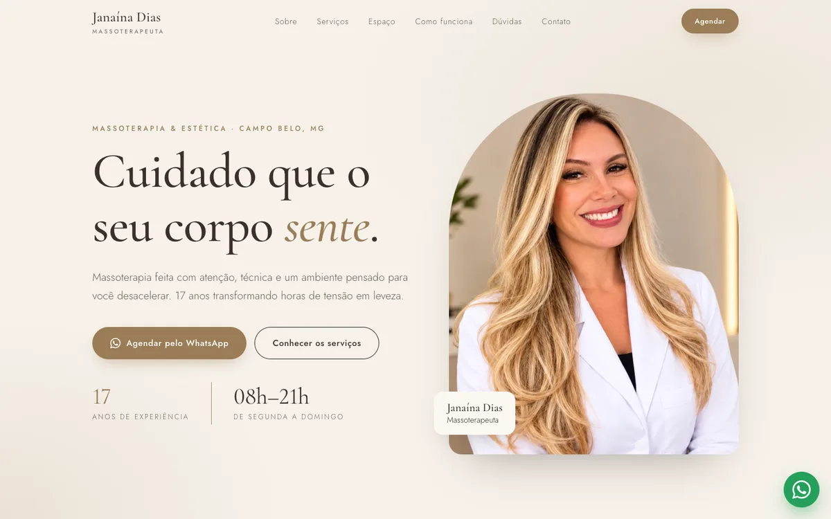 Site da massoterapeuta Janaína Dias