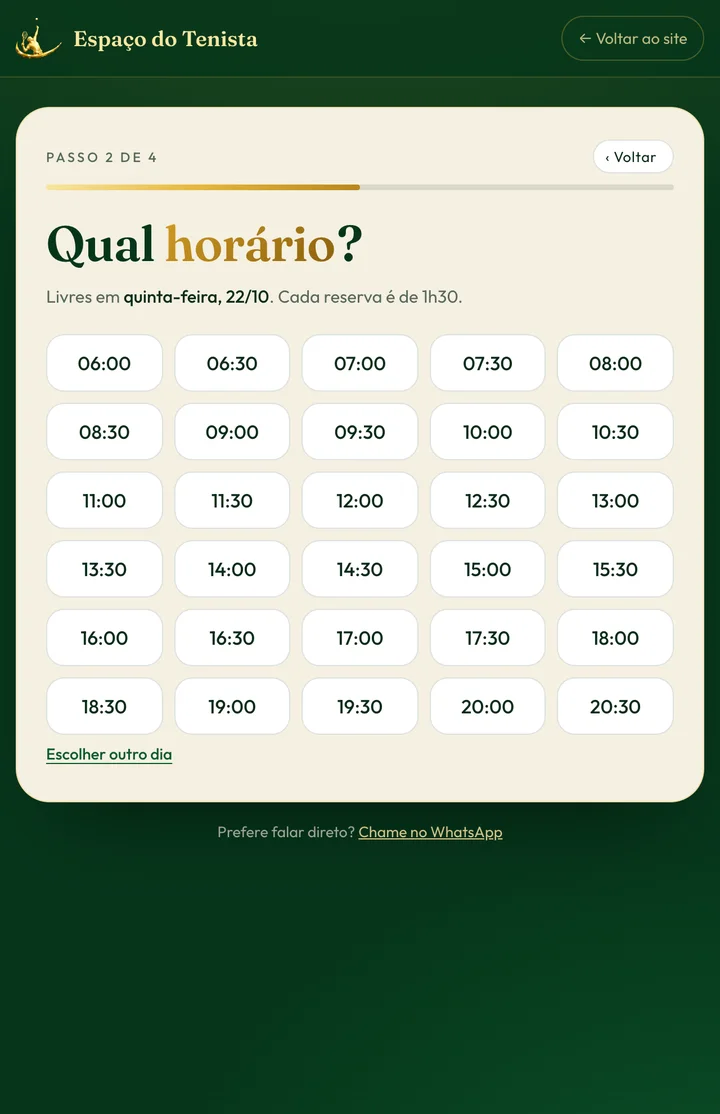 Lista de horários livres do dia